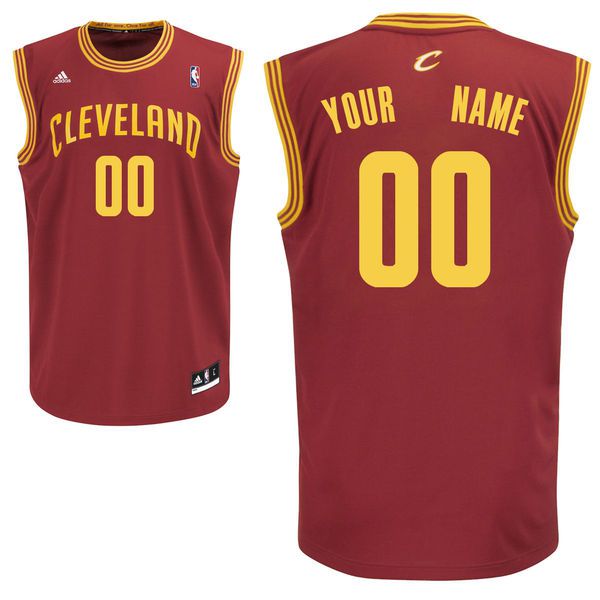 Men Adidas Cleveland Cavaliers Custom Replica Road Red NBA Jersey